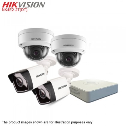 Hikvision NK4E2-2T(DT) 4 Channel 2MP Network PoE IP Camera 2 DOME 2 Bullet NVR CCTV DIY HD KIT with 2TB HDD